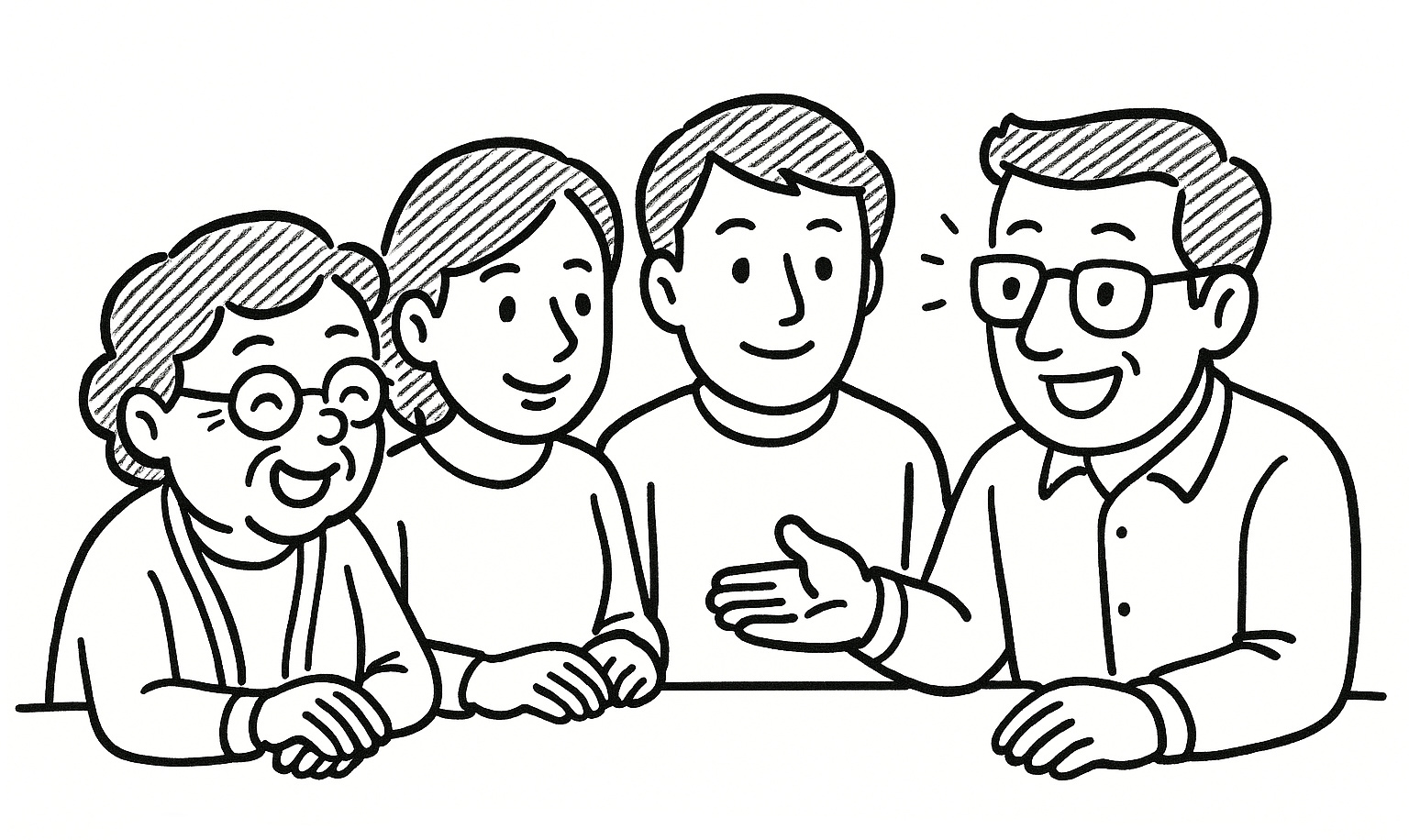 Dessin de 4 personnes en réunions